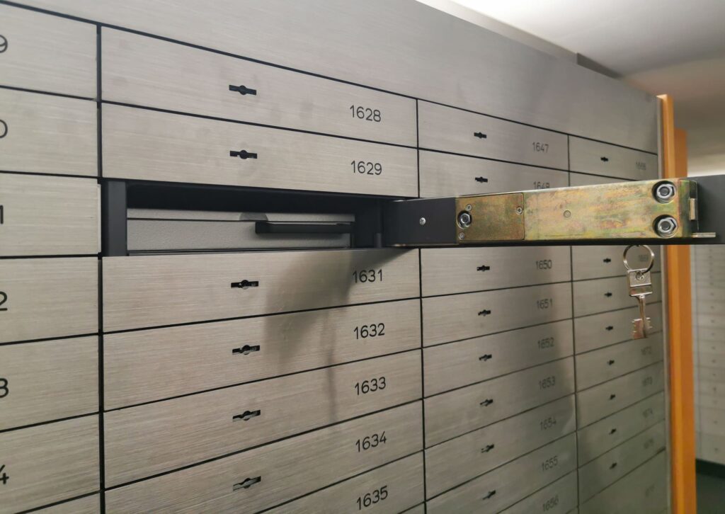 Open safe deposit box